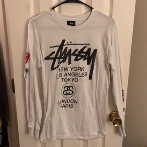 Stussy 4 country flags long sleeve t-shirt white